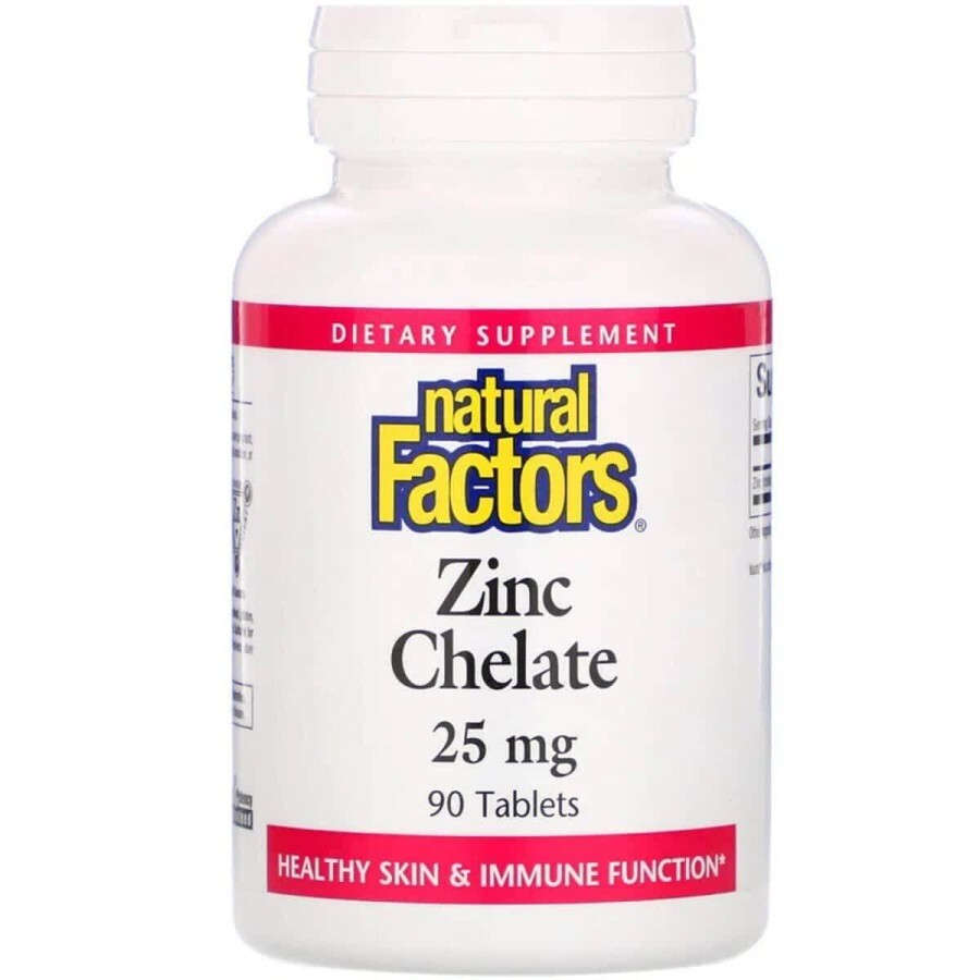 Хелатний Цинк 25 мг Natural Factors 90 таблеток: ціни та характеристики