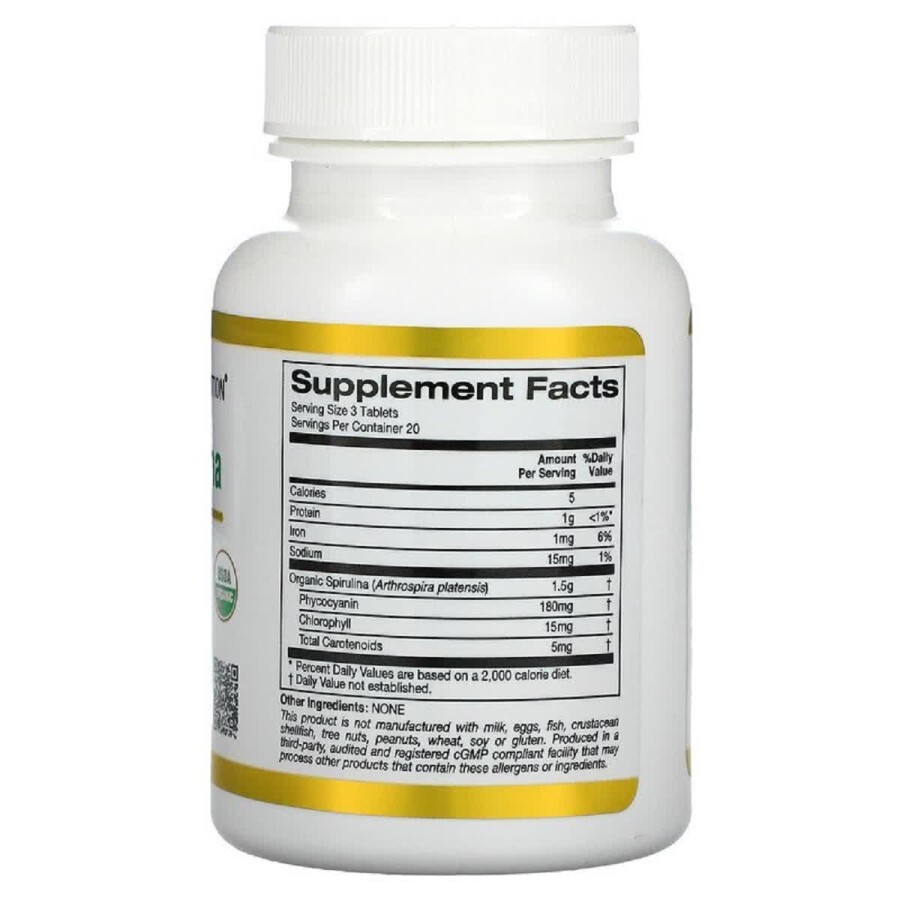 Спіруліна органічна 500 мг Organic Spirulina California Gold Nutrition 60 таблеток: ціни та характеристики