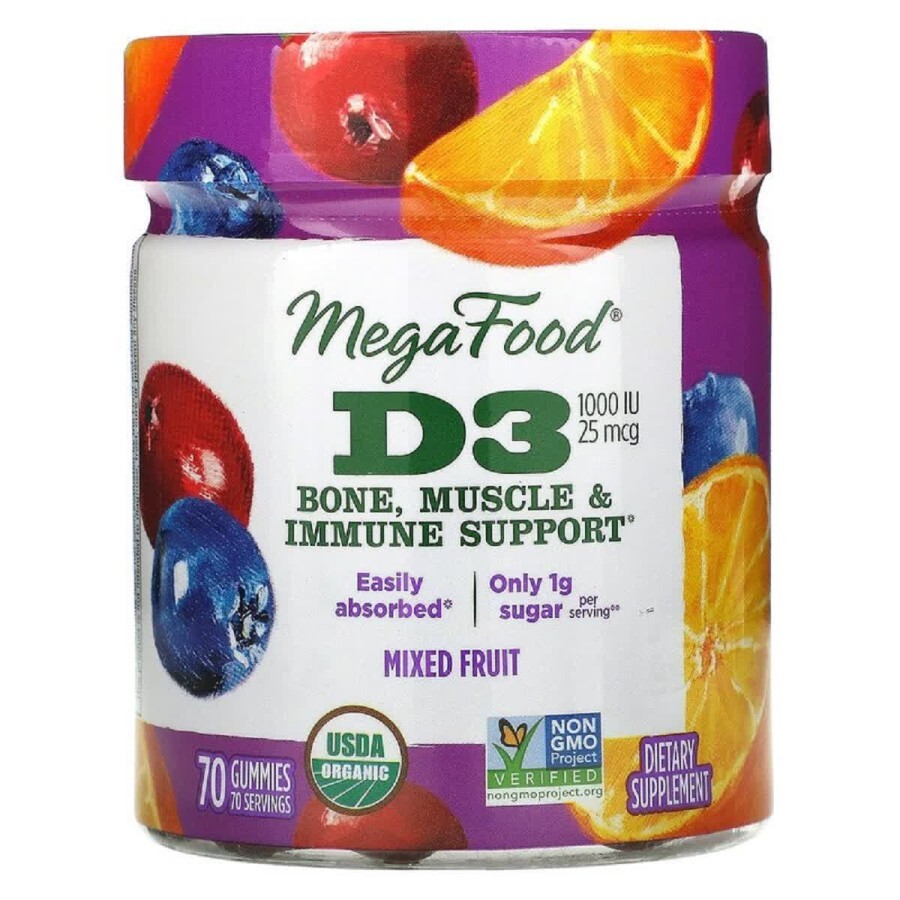Вітамін D3 1000 IU Wellness смакфруктів MegaFood 70 желейних цукерок: ціни та характеристики