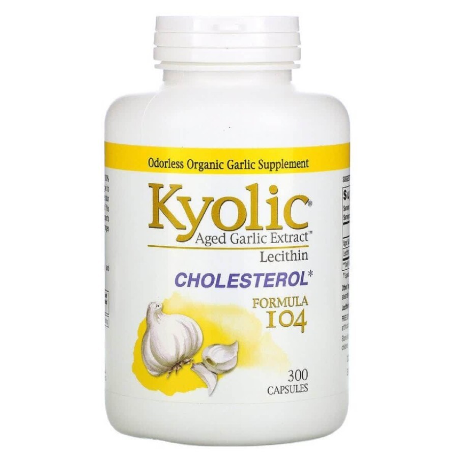 Екстракт часнику з лецитином формула для зниження рівня холестерину Aged Garlic Extract with Lecithin Cholesterol Formula 104 Kyolic 300 капсул: ціни та характеристики