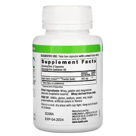 Екстракт часнику для серцево-судинної системи Aged Garlic Extract Hi-Po Formula 100 Kyolic 100 капсул: ціни та характеристики