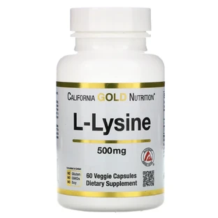 L-Лизин L-Lysine California Gold Nutrition 500 мг 60 растительных капсул