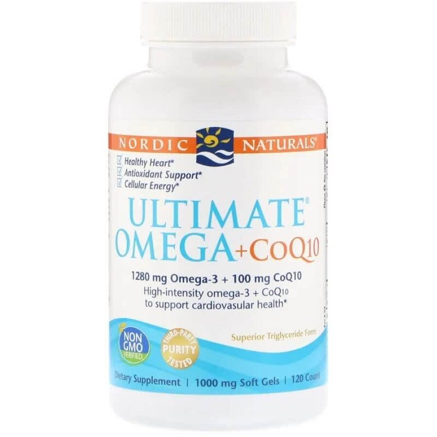 Риб'ячий жир + Коензим Q10 1000 мг Nordic Naturals Ultimate Omega + CoQ10 120 капсул: ціни та характеристики