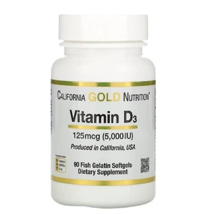 Витамин D3 5000 МЕ (125 мкг) California Gold Nutrition 90 желатиновых капсул