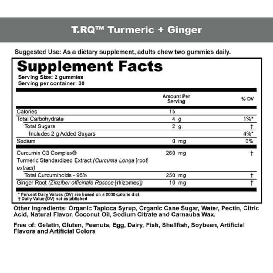 Куркума и Имбирь фруктовый вкус Turmeric + Ginger T-RQ 60 жевательных конфет: цены и характеристики