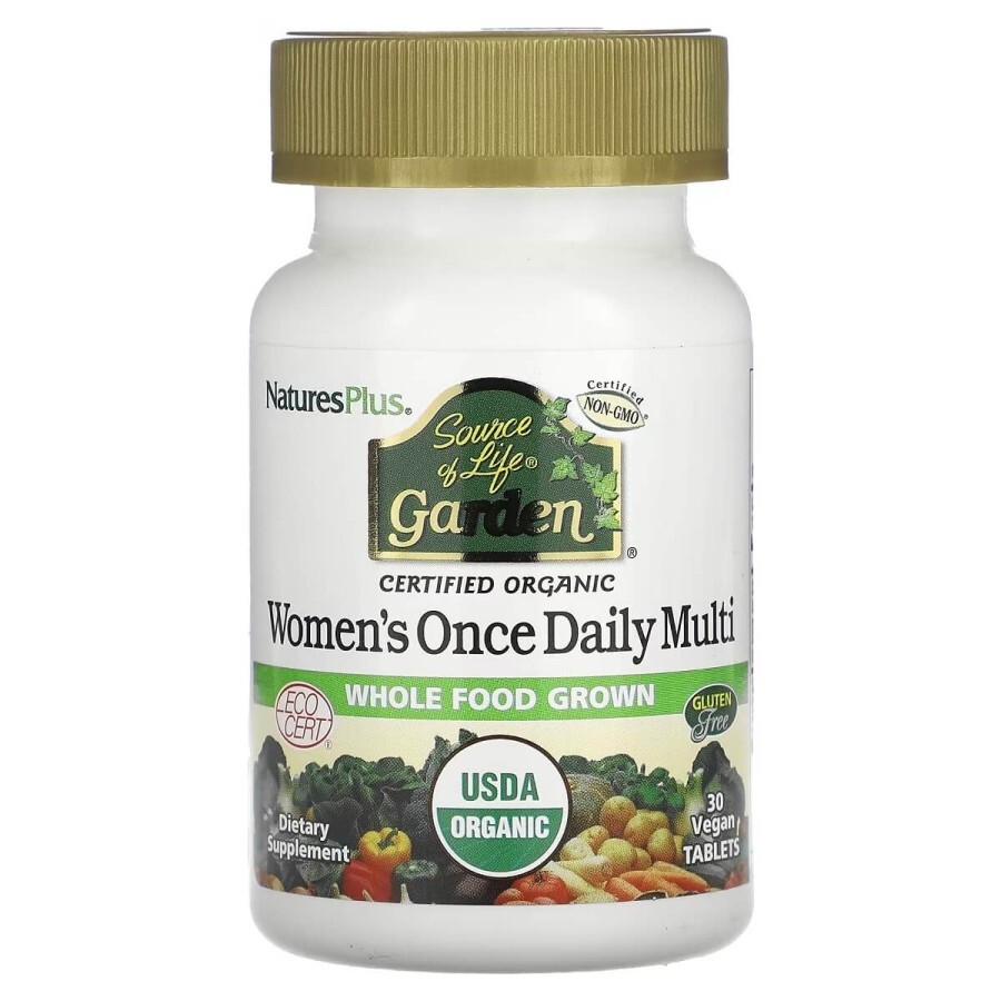 Органические ежедневные мультивитамины для женщин Source of Life Garden Natures Plus 30 таблеток: цены и характеристики
