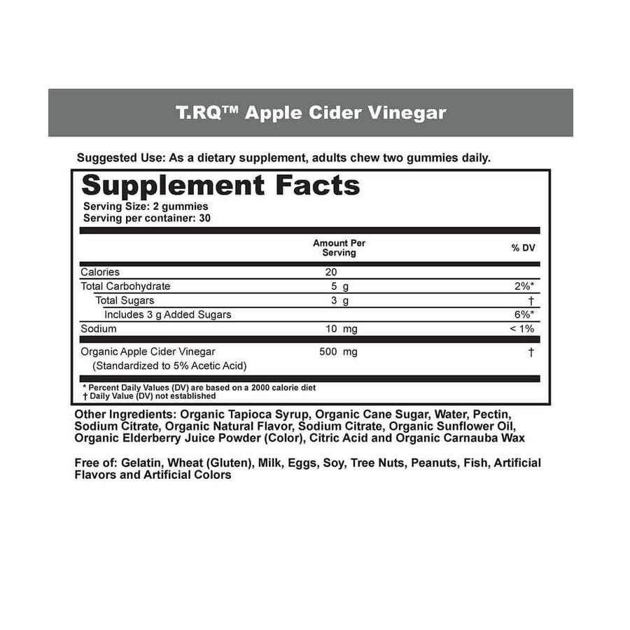 Яблочный уксус фруктовый вкус Apple Cider Vinegar T-RQ 60 жевательных конфет: цены и характеристики
