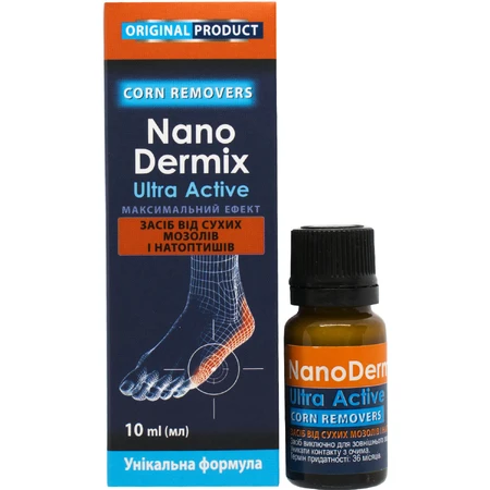 Засіб від сухих мозолів та натоптишів NanoDermix Ultra Active флакон 10 мл: ціни та характеристики