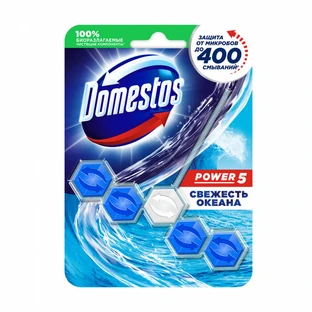 Туалетный блок для унитаза Domestos Power 5 Свежесть океана 55 г