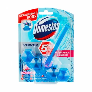 Блок для чистки унитаза Domestos Пауэр 5 Видимая защита Цветочный букет 53 г
