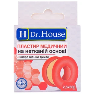 Пластир медичний Dr. House на нетканій основі з підвісом розмір 2,5 см x 5 м 1 шт