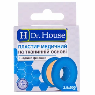 Пластырь медицинский Dr. House тканный катушечный с подвесом размер 2,5 см х 5 м 1 шт