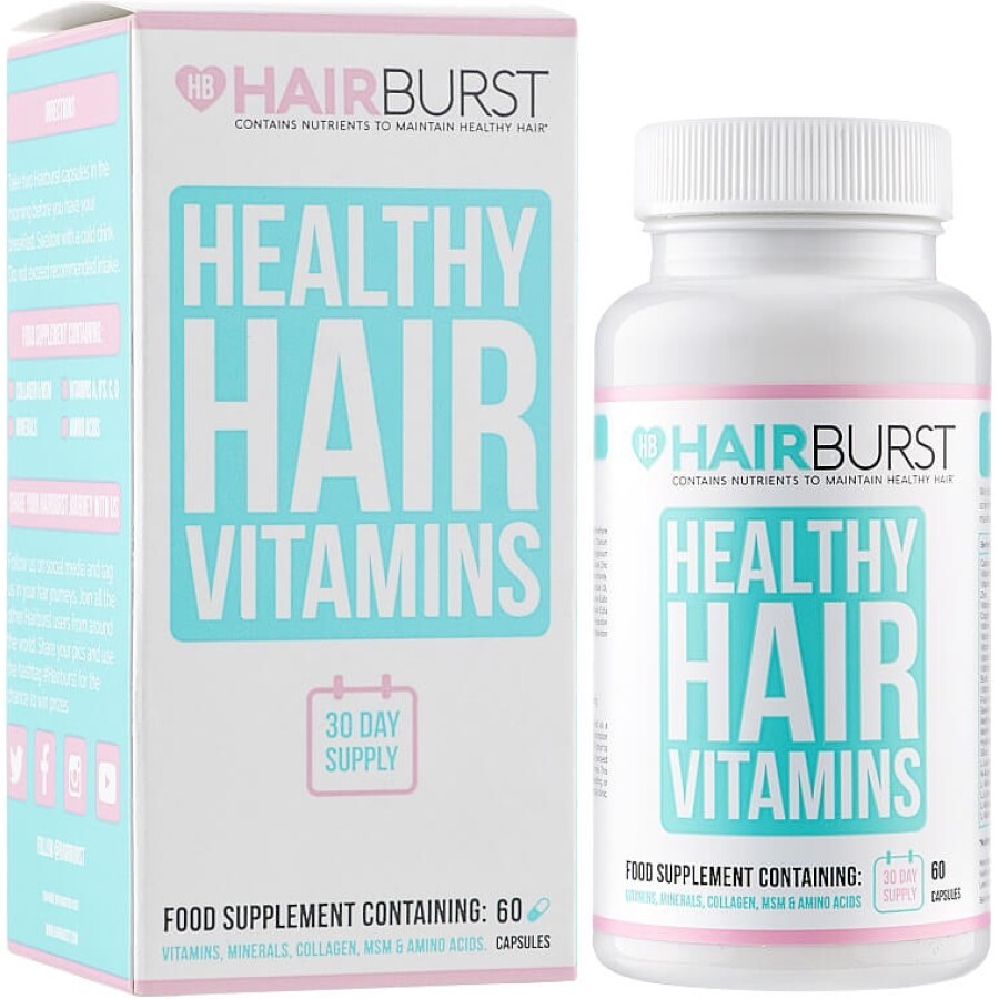 Витамины для роста и укрепления волос Healthy Hair Vitamins Hairburst 60 капсул: цены и характеристики