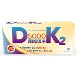 Витамины Д мекс 5000+К2: 5000 МЕ Д3 + 100 мкг К2 для сосудов, таблетки №50