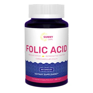 Фолиевая кислота Folic Acid Powerful Sunny Caps 400 мкг 100 капсул