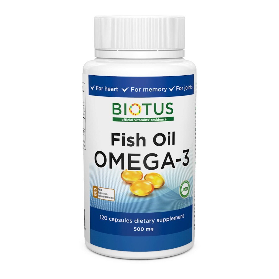 Омега-3 исландский рыбий жир Omega-3 Fish Oil Biotus 120 капсул: цены и характеристики