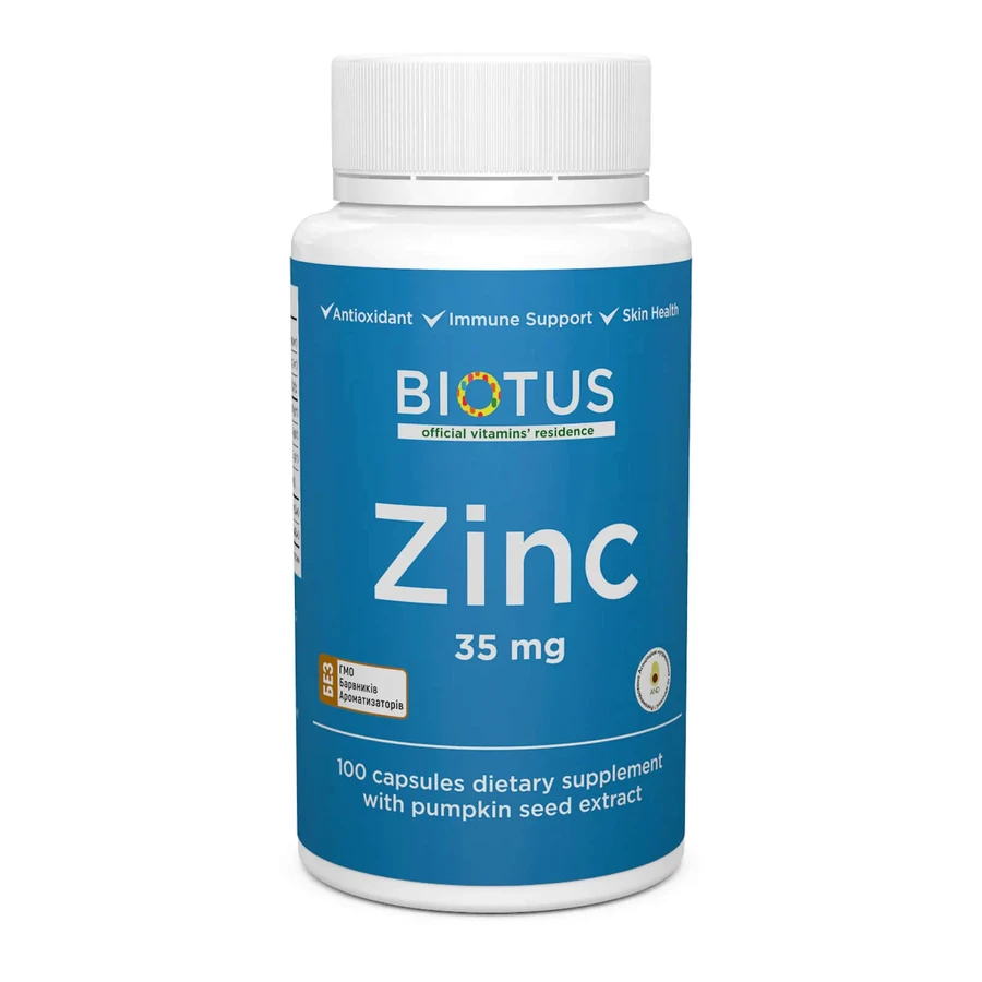 Цинк Zinc Biotus 35 мг 100 капсул: ціни та характеристики