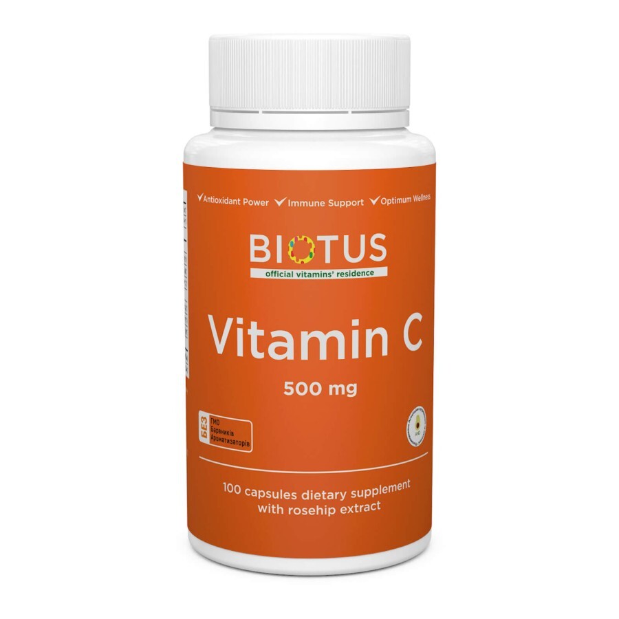 Вітамін С Vitamin C Biotus 500 мг 100 капсул: ціни та характеристики