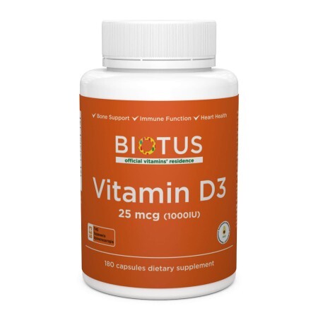 Вітамін Д3 Vitamin D3 Biotus 1000 МО 180 капсул