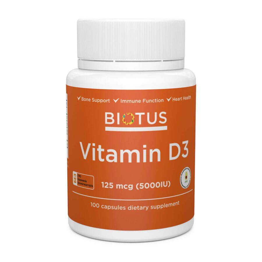 Вітамін Д3 Vitamin D3 Biotus 5000 МО 100 капсул: ціни та характеристики