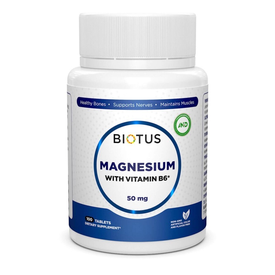 Магній та вітамін В6 Magnesium with Vitamin B6 Biotus 100 таблеток: ціни та характеристики
