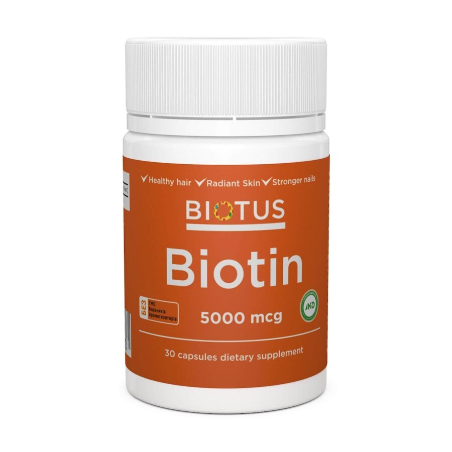 Біотин Biotin Biotus 5000 мкг 30 капсул: ціни та характеристики