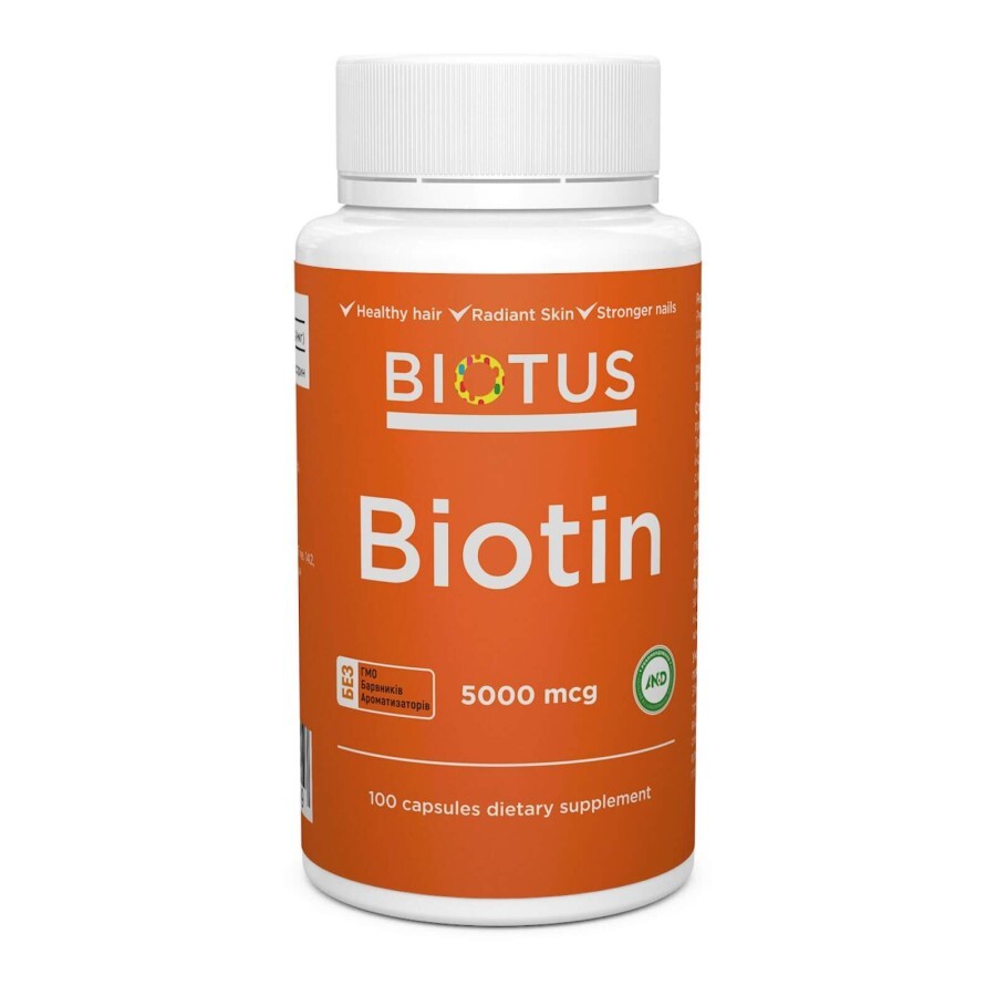 Біотин Biotin Biotus 5000 мкг 100 капсул: ціни та характеристики