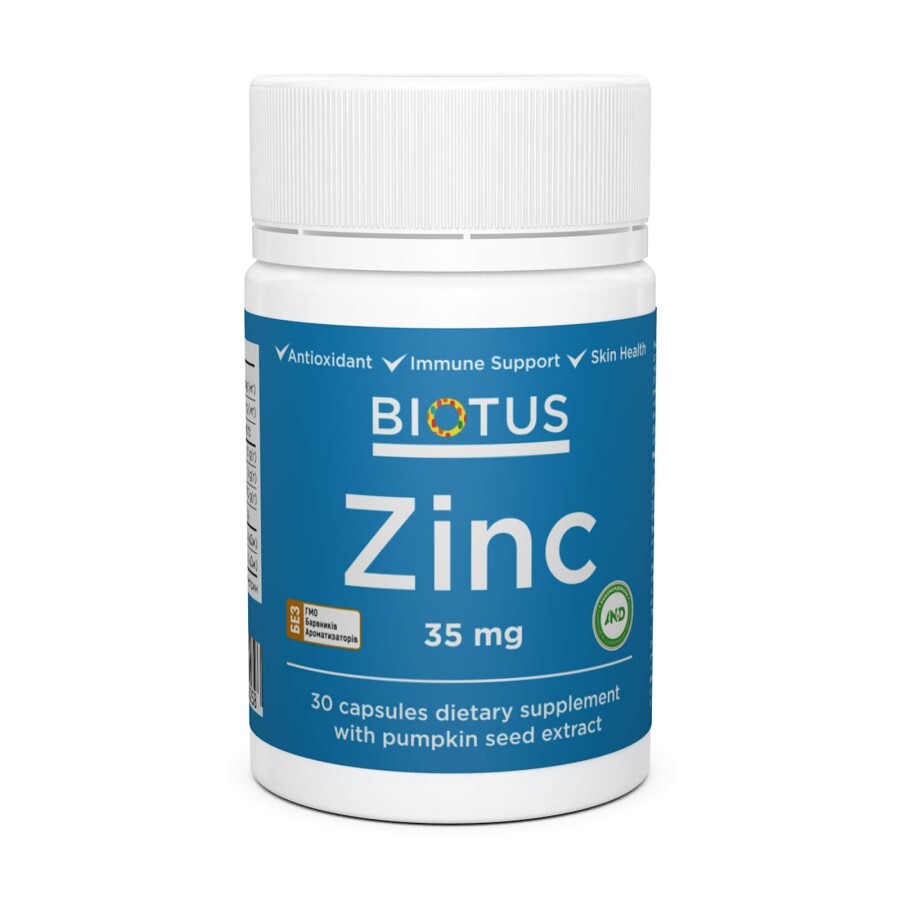 Цинк Zinc Biotus 35 мг 30 капсул: цены и характеристики