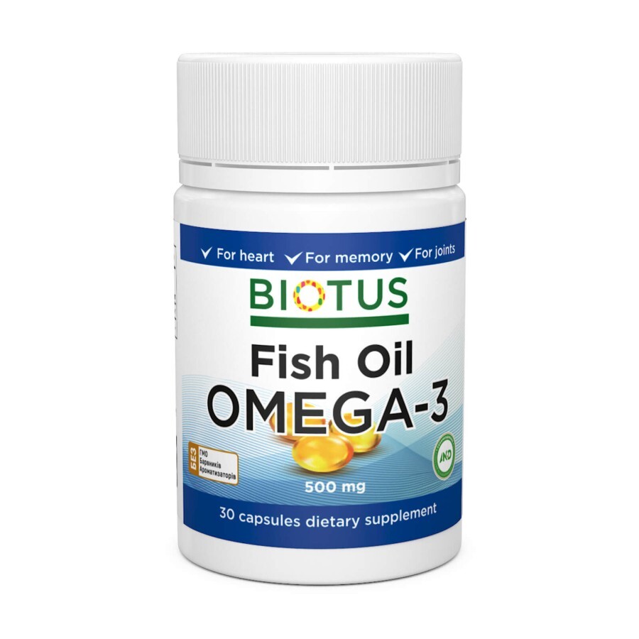 Омега-3 исландский рыбий жир Omega-3 Fish Oil Biotus 30 капсул: цены и характеристики