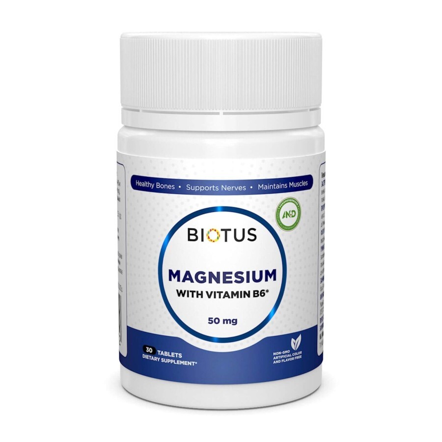 Магній та вітамін В6 Magnesium with Vitamin B6 Biotus 30 таблеток: ціни та характеристики