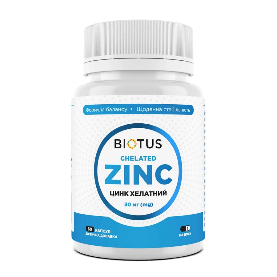 Хелатный цинк Chelated Zinc Biotus 30 мг 60 капсул: цены и характеристики