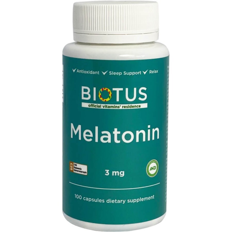 Мелатонін Melatonin Biotus 3 мг 100 капсул: ціни та характеристики
