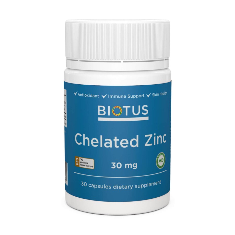Хелатный цинк Chelated Zinc Biotus 30 мг 30 капсул: цены и характеристики