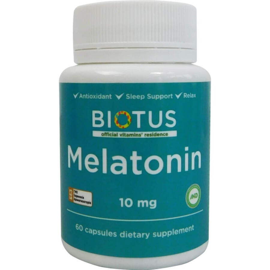 Мелатонін Melatonin Biotus 10 мг 60 капсул: ціни та характеристики