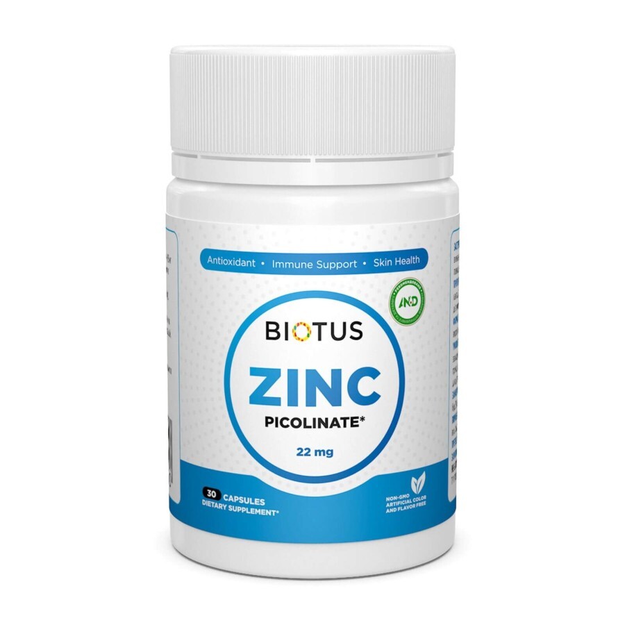 Цинк піколінат Zinc Picolinate Biotus 22 мг 30 капсул: ціни та характеристики