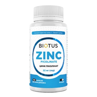Цинк піколінат Zinc Picolinate Biotus 22 мг 100 капсул