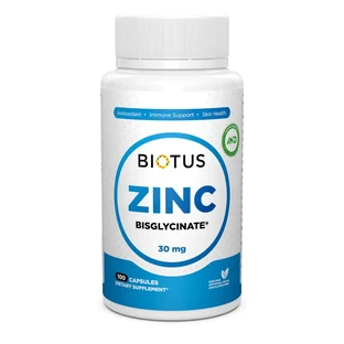 Цинк бисглицинат Zinc Bisglycinate Biotus 30 мг 100 капсул