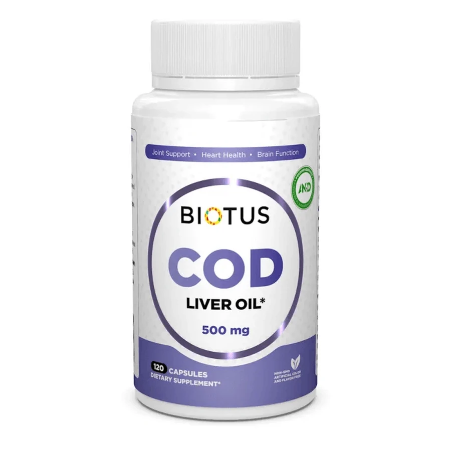 Риб'ячий жир з печінки тріски Cod Liver Oil Biotus ісландська 120 капсул: ціни та характеристики
