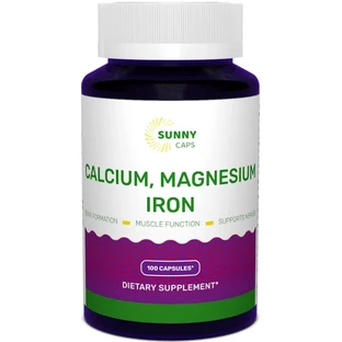 Кальций магний железо Calcium Magnesium and Iron Powerful Sunny Caps 100 капсул