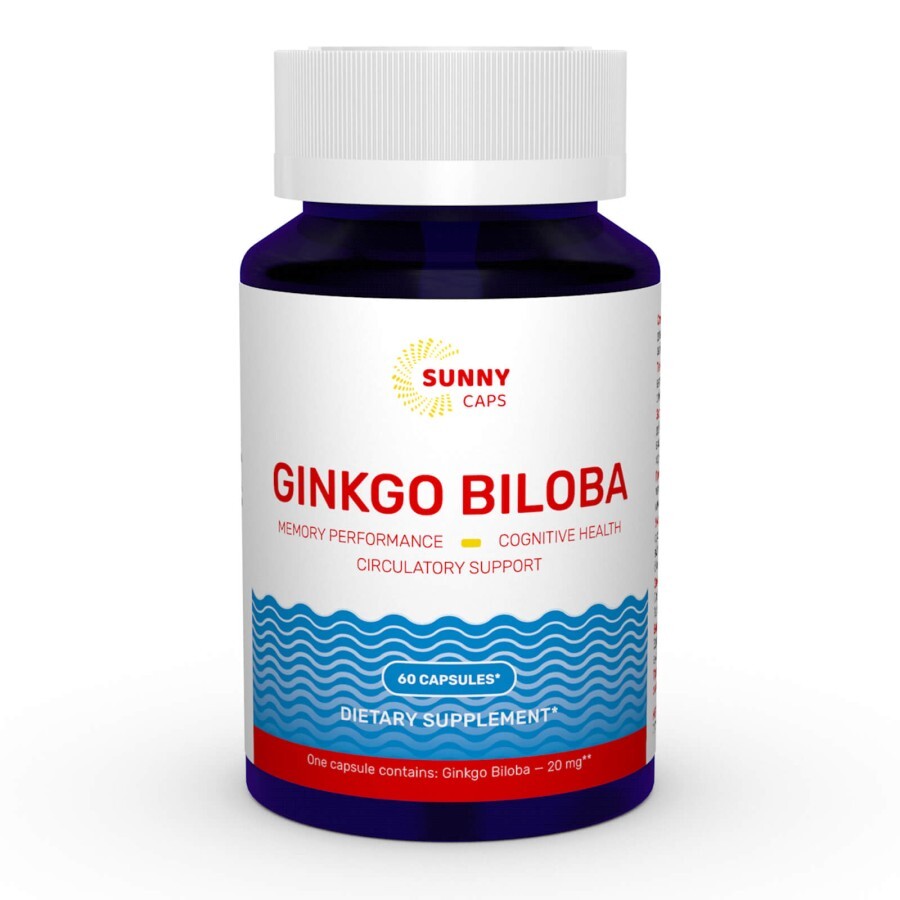 Гінкго Білоба Ginkgo Biloba Sunny Caps 20 мг 60 капсул: ціни та характеристики
