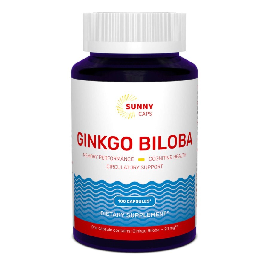Гінкго Білоба Ginkgo Biloba Sunny Caps 20 мг 100 капсул: ціни та характеристики