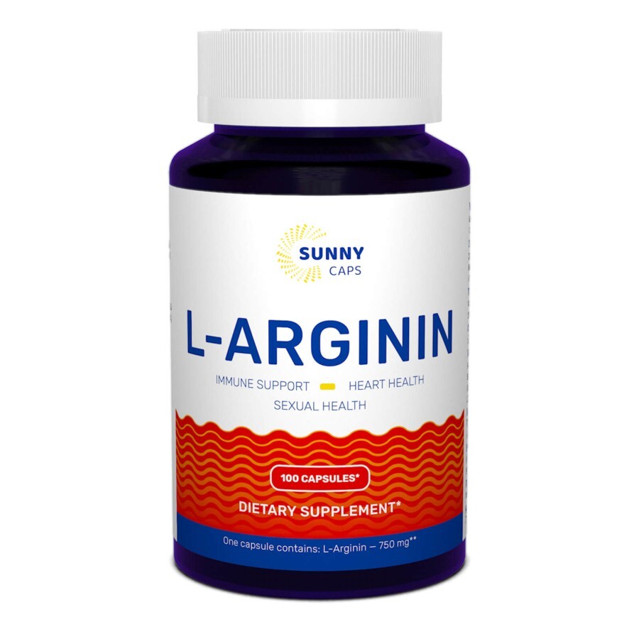 L-аргинин L-аrginine Powerful Sunny Caps 750 мг 100 капсул: цены и характеристики
