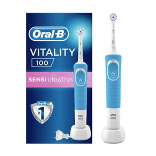 Электрическая зубная щётка Oral-B D100 Vitality Sensi Ultrathin синяя, 1 шт