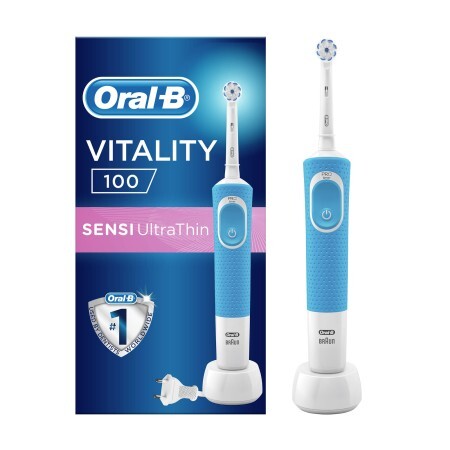 Электрическая зубная щётка Oral-B D100 Vitality Sensi Ultrathin синяя, 1 шт