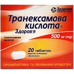 Транексамова кислота-Здоров'я 500 мг таблетки, покриті плівковою оболонкою, №20: ціни та характеристики