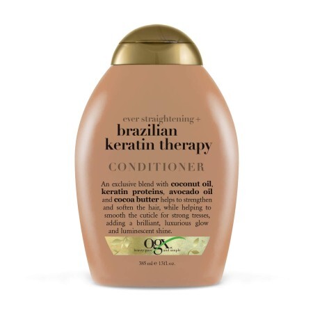 Розгладжувальний кондиціонер OGX Ever Straightening + Brazilian Keratin Therapy Conditioner Бразильський кератин, для зміцнення волосся, 385 мл
