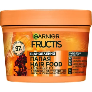 Маска Garnier Fructis Superfood Mask Папайя Восстановление для поврежденных волос 390 мл