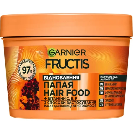 Маска Garnier Fructis Superfood Mask Папайя Восстановление для поврежденных волос 390 мл: цены и характеристики