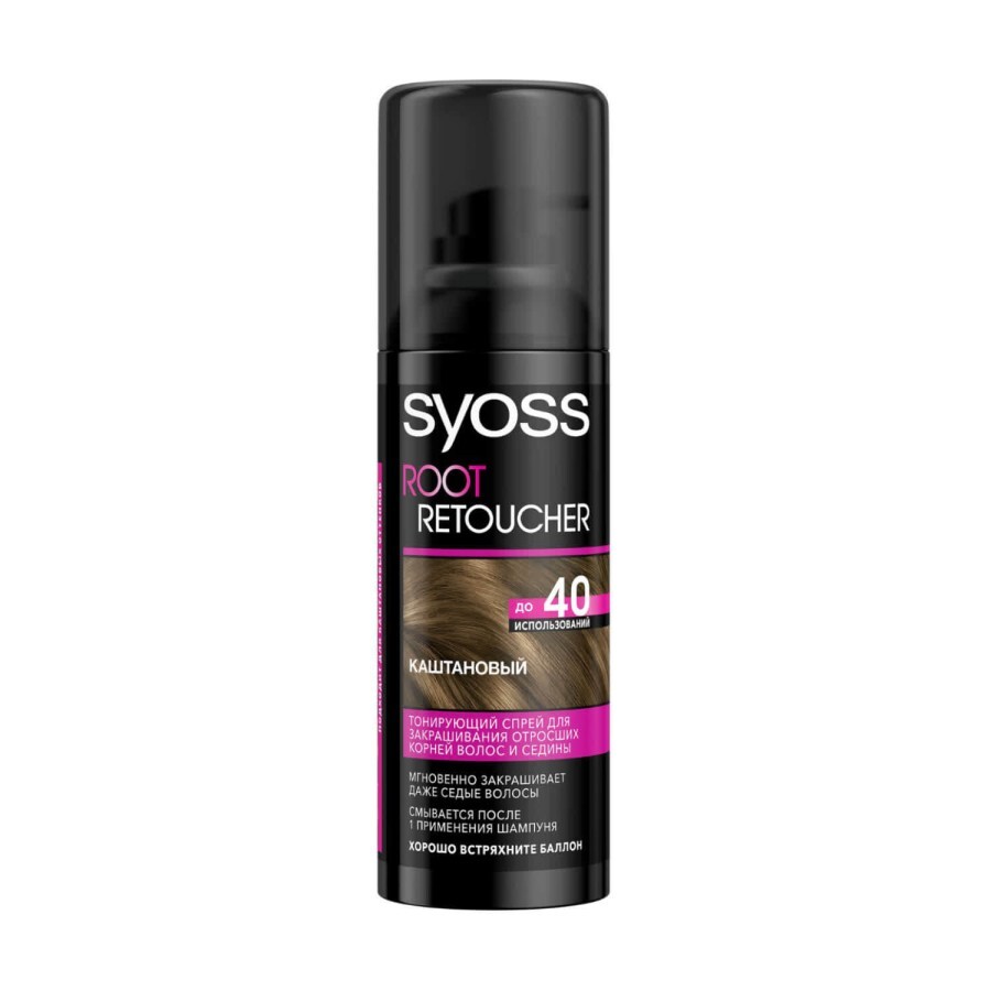 Тонувальний спрей Syoss Root Retoucher для маскування відрослих коренів волосся і сивини Каштановий 120 мл: ціни та характеристики