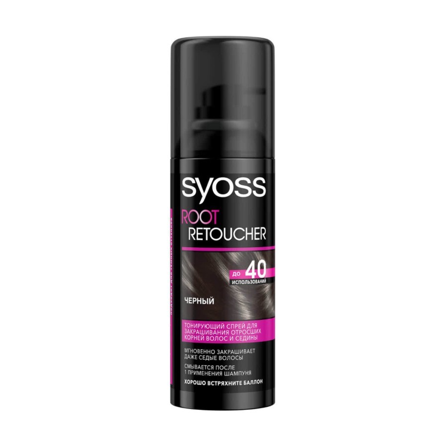 Тонувальний спрей Syoss Root Retoucher для маскування відрослого коріння волосся і сивини Чорний 120 мл: ціни та характеристики